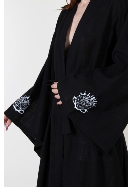 Ispanyol Kol Geyikli Hitit Güneş Kursu Baskılı Kimono modelleri