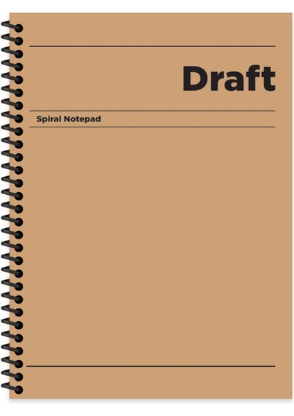 Draft Spiralli Kahverengi Sert Kapak 80 Yaprak 17 x 24 cm Çizgili Defter