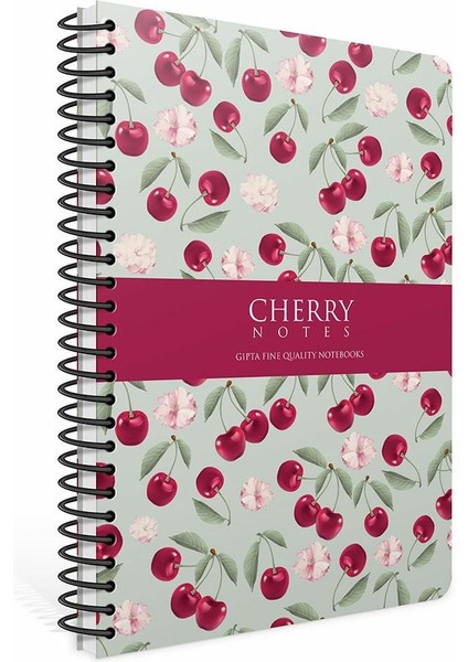 Cherry Spiralli Turkuaz Sert Kapak 120 Yaprak 17 x 24 cm Çizgili Defter