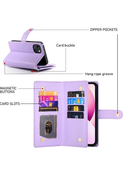 IPhone 13 Bilek Kayışı Kickstand Çok Fonksiyonlu Kart Yuvaları Için Flip Case (Yurt Dışından) fırsatları