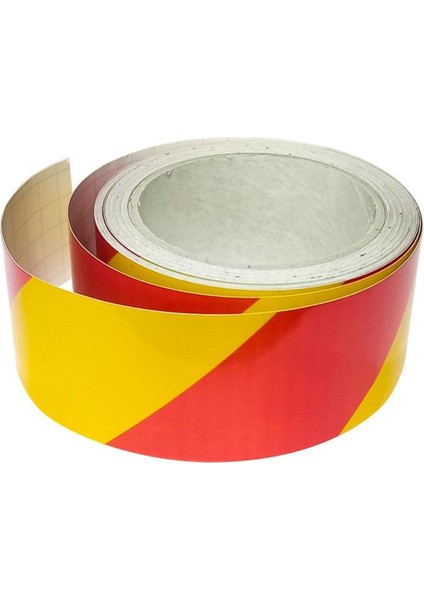 Reflektörlü Yapışkanlı Parlayan Fosfor Sarı Kırmızı Reflektif Düz Şerit Bant 7.5 cm 5 mt Ikaz Bandı