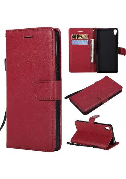 Sony Xperia E5 Klasik Düz Renk Iş Cüzdan Telefon Için Flip Case (Yurt Dışından)