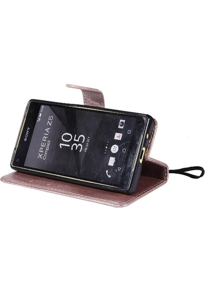 Sony Xperia Z5 Mini Klasik Düz Renk Için Flip Case Kart Yuvası ile Telefon (Yurt Dışından) modelleri