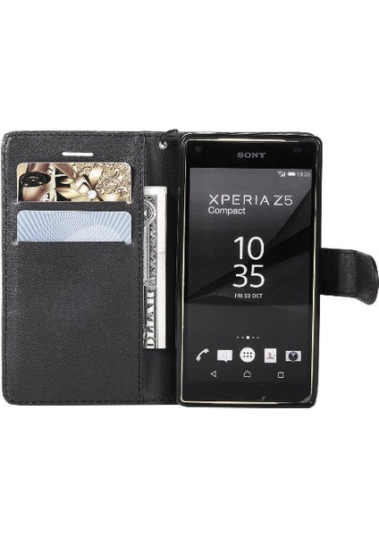 Sony Xperia Z5 Mini Klasik Düz Renk Için Flip Case Kart Yuvası ile Telefon (Yurt Dışından)