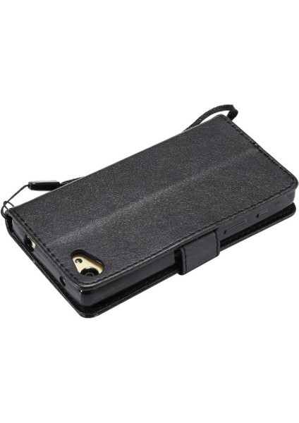 Sony Xperia Z5 Mini Klasik Düz Renk Için Flip Case Kart Yuvası ile Telefon (Yurt Dışından)
