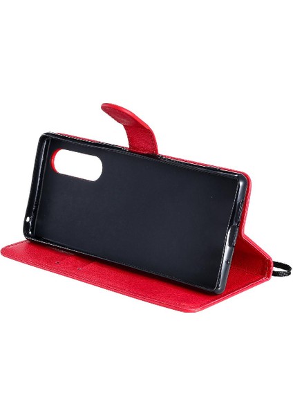 Kart Yuvası Klasik Düz Renk Iş ile Sony Xperia 5 Için Flip Case (Yurt Dışından)