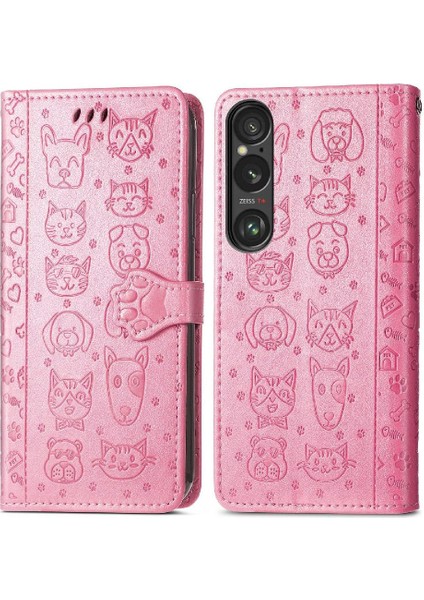 Sony Xperia 1 Vı Karikatür Hayvanlar Için Flip Case Deri Kılıf Kapak Çevirin (Yurt Dışından)