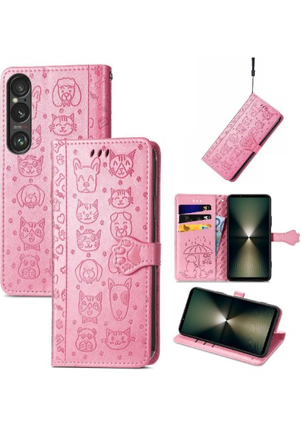 Sony Xperia 1 Vı Karikatür Hayvanlar Için Flip Case Deri Kılıf Kapak Çevirin (Yurt Dışından)