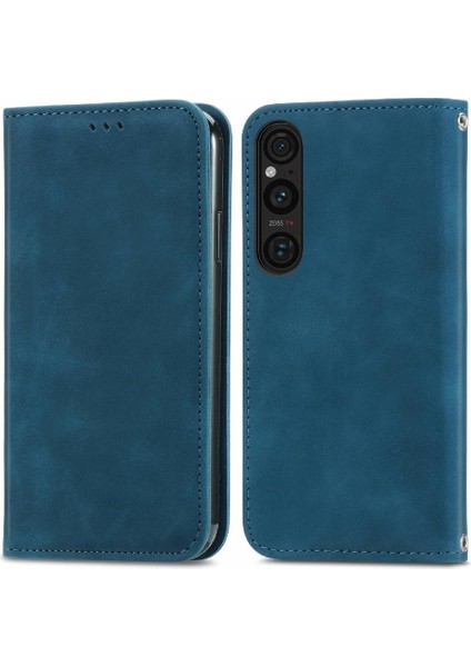 Sony Xperia 1 V Için Flip Case Darbeye Basit Iş Deri Kılıf (Yurt Dışından)