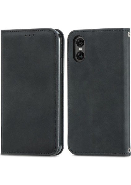 Sony Xperia 10 Vı Için Flip Case Cüzdan Basit Iş Deri Kılıf Flip (Yurt Dışından)