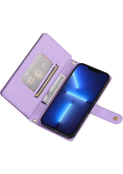 IPhone 13 Için Flip Case Pro Max Kickstand Çok Fonksiyonlu Kart Yuvaları Bilek (Yurt Dışından)