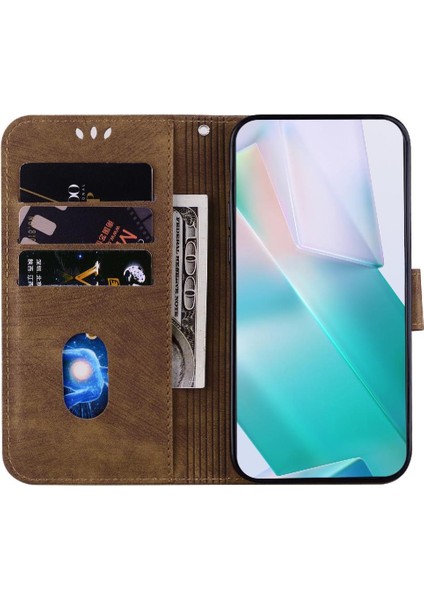 Xiaomi Poco F6 Pro Kart Cep Flip Folio Kabartmalı Sevimli Kaplan (Yurt Dışından)