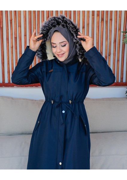 Kmkkombin Kadın Uzun Bondit Kumaş Çift Cepli Içi Kürklü Tesettür Mont Özaltay fiyatları