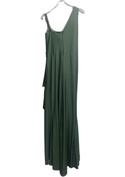 Mint Yeşili Askılı Bel Kısmında Taş Detaylı ve Önden Yırtmaçlı Boydan Balık Abiye Elbise fırsatları