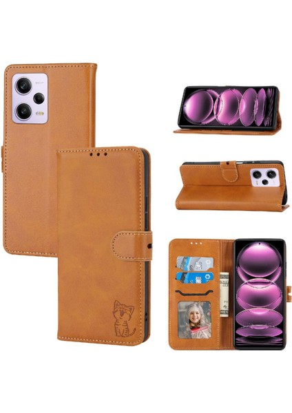 Cüzdan Kılıf Için Xiaomi Poco X5 Kabartmalı Manyetik Kapatma Kickstand Tüm (Yurt Dışından)
