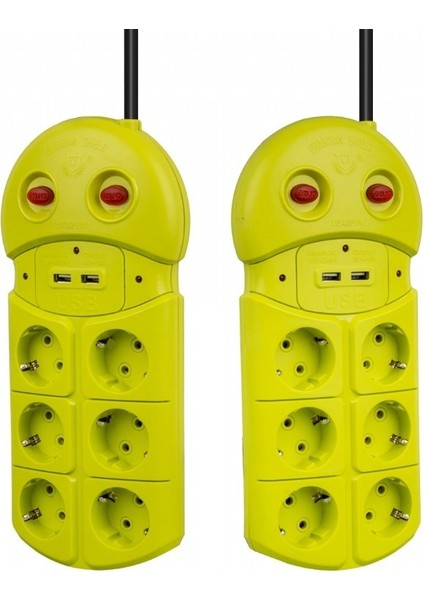 VE-970USB 6'lı 2 Usb'li 1.5 Metre Grup Priz