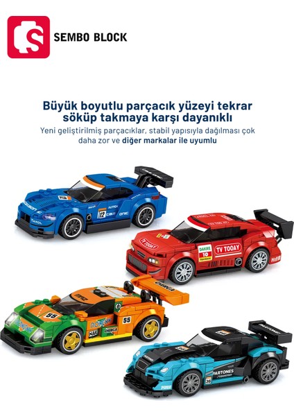 Sembo Block Famous Cars Yarış Arabaları Yapı Blokları LEGO ile Uyumlu Turuncu