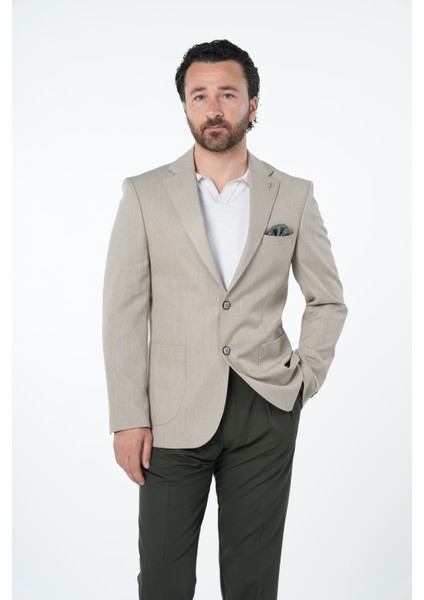 Erkek Premium Italyan Stil Slim Fit Erkek Punto Dikişli Torba Cepli Yarım Astarlı Ceket