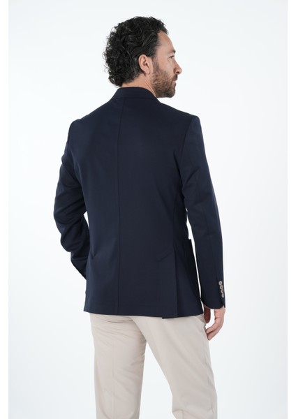 Erkek Premium Italyan Stil Slim Fit Erkek Punto Dikişli Torba Cepli Yarım Astarlı Kruvaze Ceket