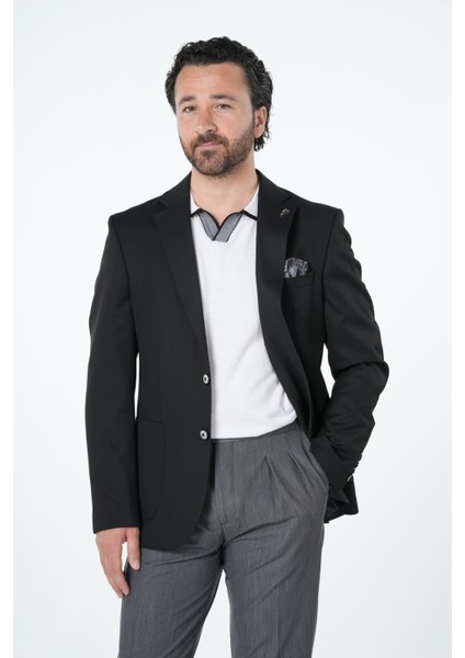 Erkek Premium Italyan Stil Slim Fit Erkek Punto Dikişli Torba Cepli Yarım Astarlı Ceket