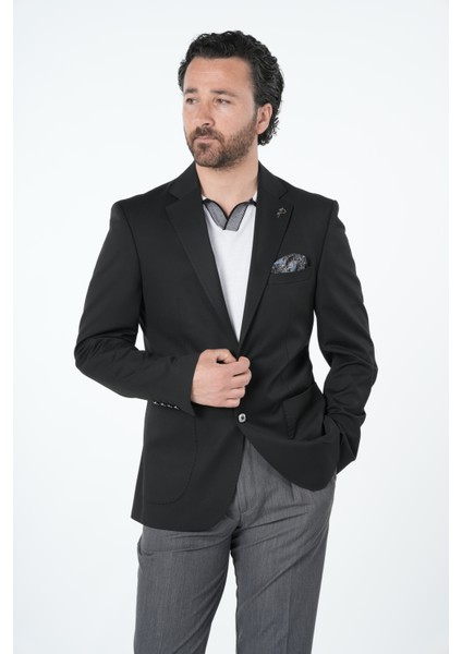 Erkek Premium Italyan Stil Slim Fit Erkek Punto Dikişli Torba Cepli Yarım Astarlı Ceket