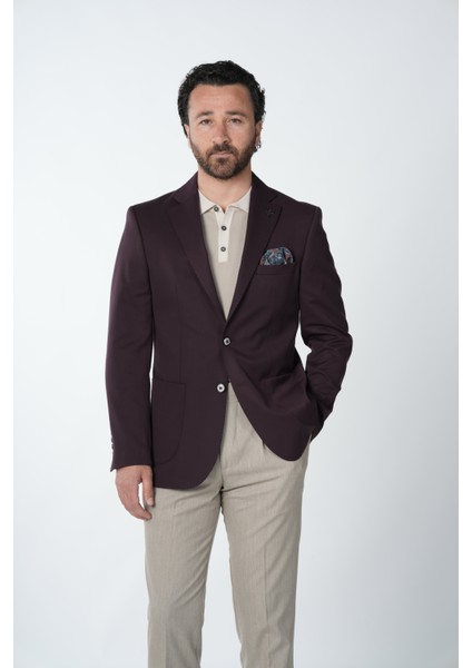 Erkek Premium Italyan Stil Slim Fit Erkek Punto Dikişli Torba Cepli Yarım Astarlı Ceket