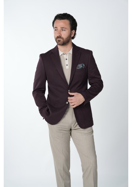 Erkek Premium Italyan Stil Slim Fit Erkek Punto Dikişli Torba Cepli Yarım Astarlı Ceket