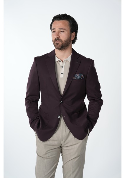 Erkek Premium Italyan Stil Slim Fit Erkek Punto Dikişli Torba Cepli Yarım Astarlı Ceket