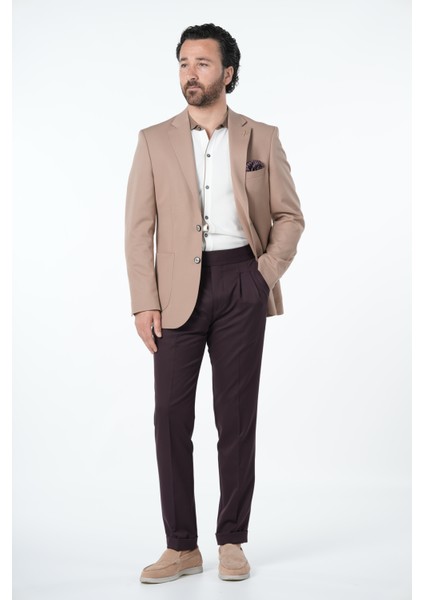 Erkek Premium Italyan Stil Slim Fit Erkek Punto Dikişli Torba Cepli Yarım Astarlı Ceket