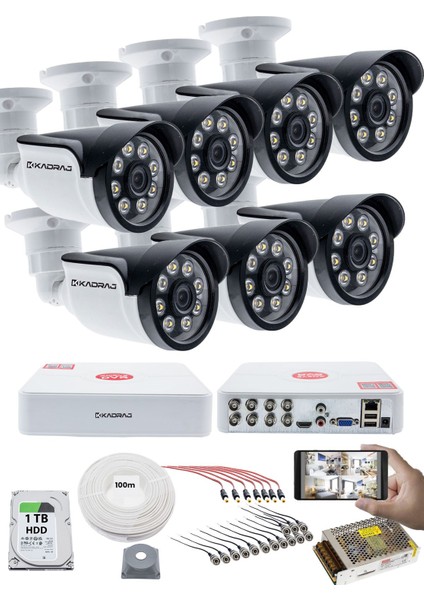 7'lı Güvenlik Kamerası Seti - 5mp Sony Seculensli 1080P Ahd, 8 Warm Led, Colorvu Gece Renkli Görüş, 1 Tb Disk, V1
