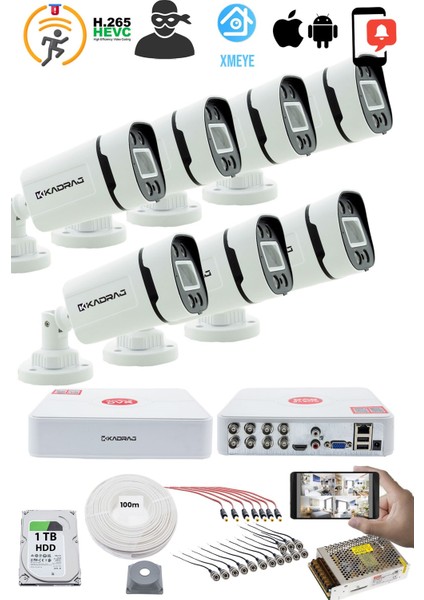 7'lı Kamera Seti - 5mp Sony Seculensli 1080P, 4 Warm Led,gece Renkli, Full Hd Ahd Güvenlik Kamerası Seti, Colorvu, V1 fiyatları