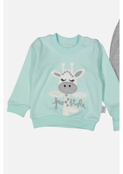 3-6-9 Ay Kız Bebek Takımı Zürafa Nakışlı %100 Pamuk Yeşil fiyatları