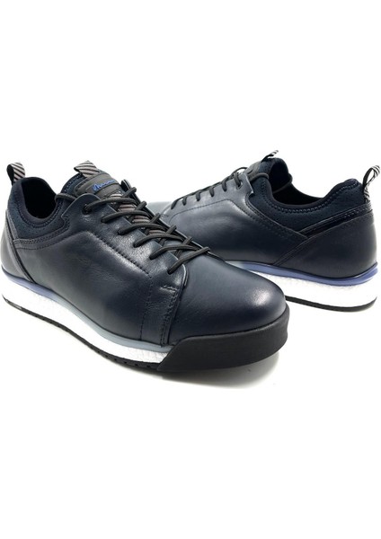 Marcomen Casual Merdane Erkek Deri Sneaker Ayakkabı 19597 Lacivert