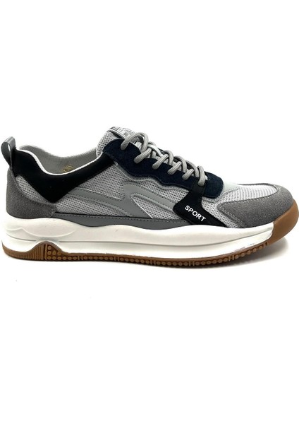 19329 Şık Deri Erkek Günlük Ayakkabı Gri-Laci