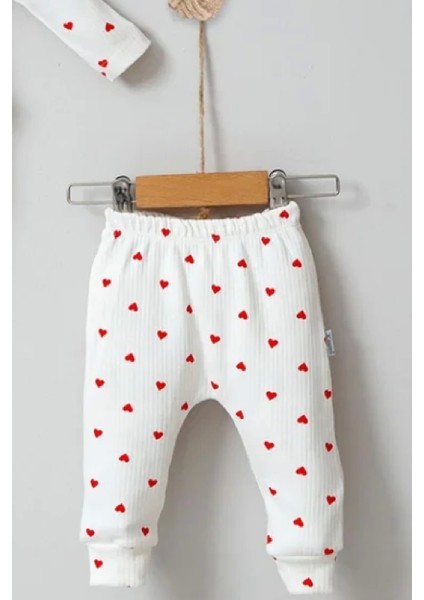 3-6-9-12 Ay Kız Bebek Takımı Kalp Desenli Şapkalı 3'Lü Kırmızı modelleri