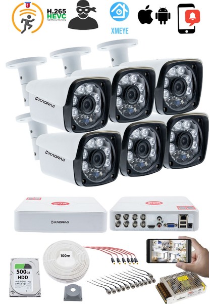 6 Kameralı Set 5mp Sony Seculensli 1080P Full Hd, 6 Atom Led, Ahd Güvenlik Kamerası Seti, Gece Görüşlü, Metal Kasa fiyatları