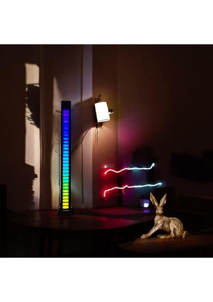 Bunny Gift Shop Araba Rgb Müzik Ses Kontrolü Led Işık Alıcı Ritim Atmosfer Işığı Bilgisayar Masaüstü Dekor Lambası