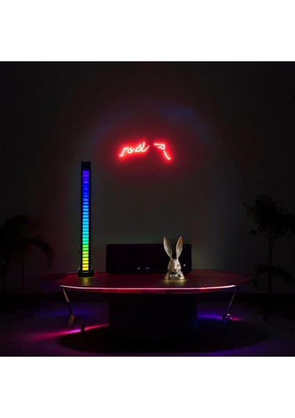 Bunny Gift Shop Araba Rgb Müzik Ses Kontrolü Led Işık Alıcı Ritim Atmosfer Işığı Bilgisayar Masaüstü Dekor Lambası