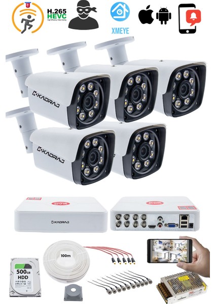5 Kameralı Set - 5mp Sony Seculensli 1080P Full Hd Ahd, 8 Ultra Warm Led, Gece Renkli, Colorvu Teknolojisi, Metal V1 fiyatları
