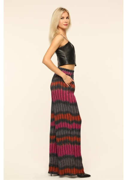 Simli Çizgili Transparan Pantolon modelleri