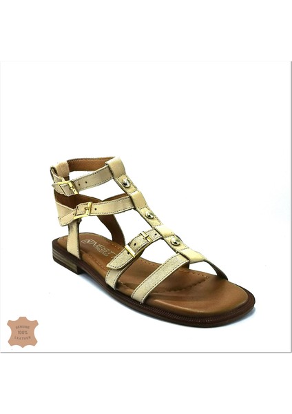 Kadın Hakik Deri Zımbalı Bodrum Sandalet 265-16222 modelleri