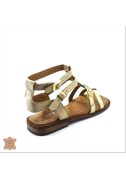 Kadın Hakik Deri Zımbalı Bodrum Sandalet 265-16222 fırsatları