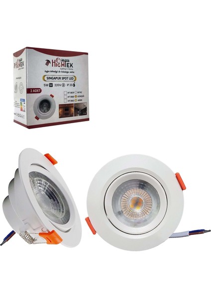 Spot LED Beyaz 5W 9cm 2 Adet Hıghtek HT-0659