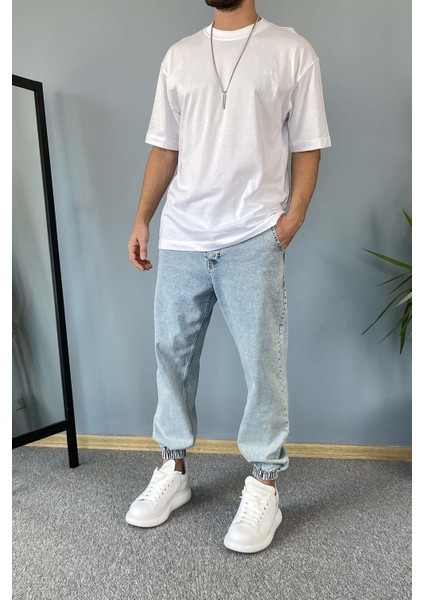 Oversize Fit Pamuk Orta Kalın Dokulu Beyaz T-Shirt modelleri