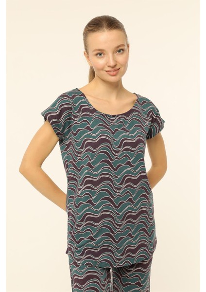 Dalgalı Desenli T-Shirt