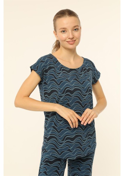 Dalgalı Desenli T-Shirt