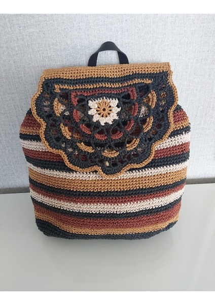Çok Renkli, Çok Şık El Örgüsü, Hand Made, El Işçiliği ,kağıt Ip , Süper Kalitelisırt Çantası