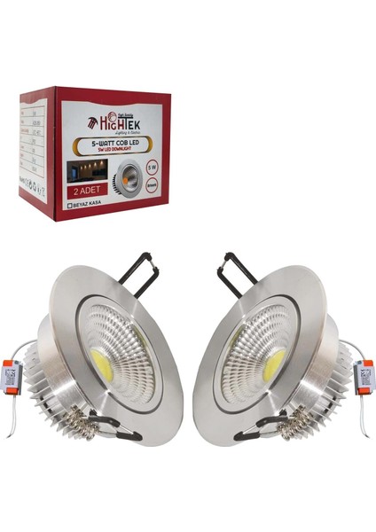 Cob LED Spot Beyaz 5W 8cm 2 Adet Hıghtek HT-0603