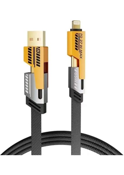 4 In 1 Type-C Type-C USB Type-C Type-C Lightning USB Lightning Süper Hizli Şarj Kablosu 100W 1.5 Metre