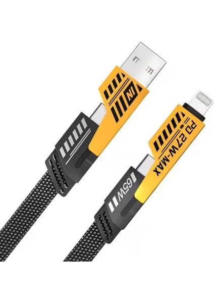 4 In 1 Type-C Type-C USB Type-C Type-C Lightning USB Lightning Süper Hizli Şarj Kablosu 100W 1.5 Metre fiyatları
